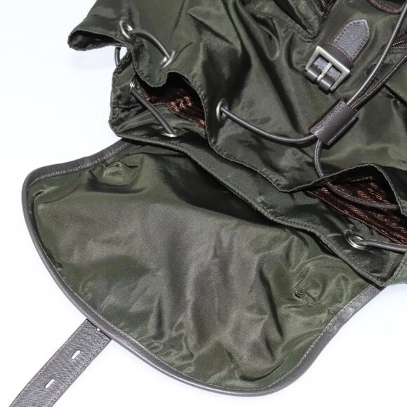 PRADA Backpack Nylon Leather Khaki Auth bs30468 main image 4